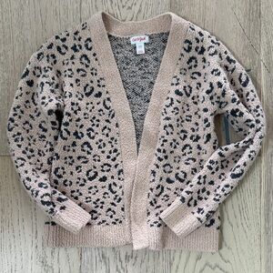 Cat & Jack Women's Animal Print Cardigan - Cream and Black